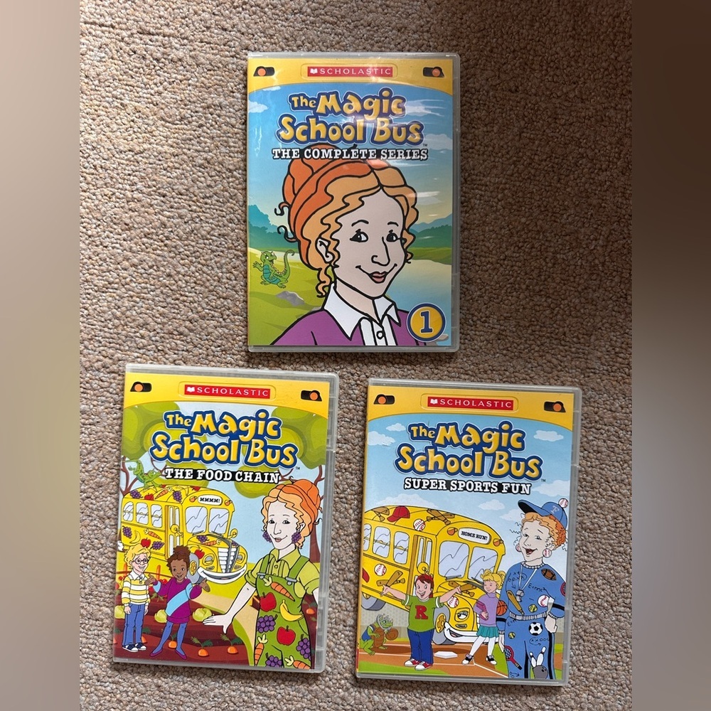 Magic Schoolbus DVD Lot of 3 Ms. Frizzle 1 Food Chain Super Sports Fun Learning